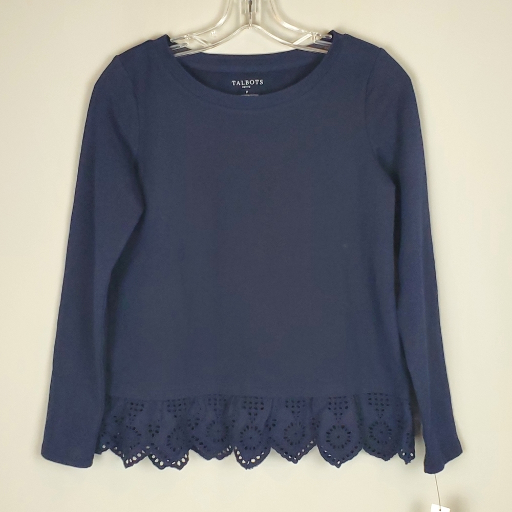 NWT Talbots French Terry Eyelet Hem Top